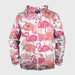 Ветровка с капюшоном мужская Рай фламинго, цвет: 3D-белый