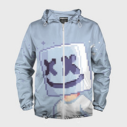 Ветровка с капюшоном мужская Marshmello Pixel, цвет: 3D-белый