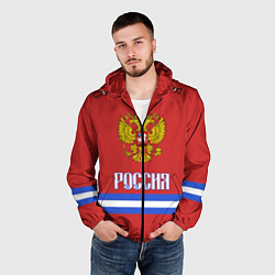 Ветровка с капюшоном мужская Хоккей: Россия, цвет: 3D-черный — фото 2
