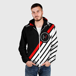 Ветровка с капюшоном мужская 21 Pilots: Black Logo, цвет: 3D-белый — фото 2