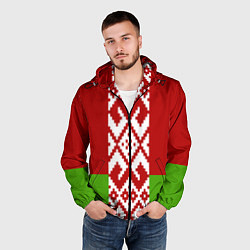 Ветровка с капюшоном мужская Беларусь флаг, цвет: 3D-черный — фото 2