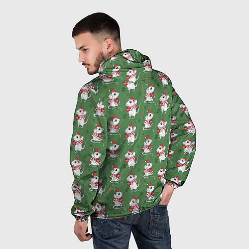 Мужская ветровка Мышата - паттерн / 3D-Белый – фото 4