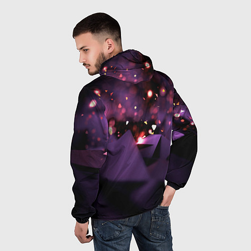 Мужская ветровка Фиолетовая абстракция с блестками / 3D-Белый – фото 4