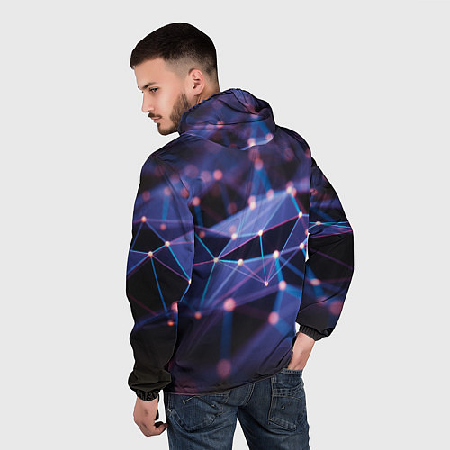 Мужская ветровка Абстрактные линии и свечение / 3D-Белый – фото 4
