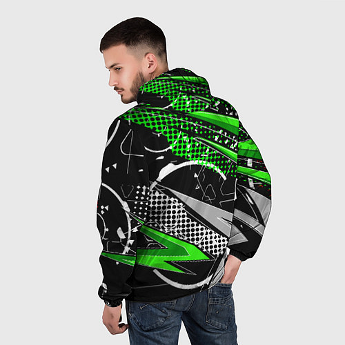 Мужская ветровка Black and green corners / 3D-Белый – фото 4