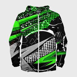 Ветровка с капюшоном мужская Black and green corners, цвет: 3D-белый
