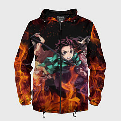 Ветровка с капюшоном мужская KIMETSU NO YAIBA, цвет: 3D-черный