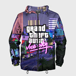 Ветровка с капюшоном мужская Grand Theft Auto Vice City, цвет: 3D-черный