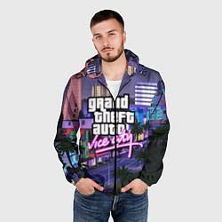 Ветровка с капюшоном мужская Grand Theft Auto Vice City, цвет: 3D-черный — фото 2