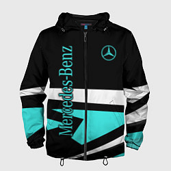 Ветровка с капюшоном мужская Mercedes-Benz, цвет: 3D-черный