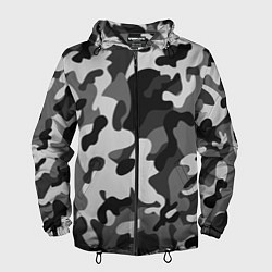 Ветровка с капюшоном мужская ГОРОДСКОЙ КАМУФЛЯЖ, цвет: 3D-черный