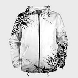 Ветровка с капюшоном мужская БЕЛЫЕ ЧЕРЕПА, цвет: 3D-черный