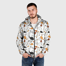 Ветровка с капюшоном мужская Котики, цвет: 3D-черный — фото 2