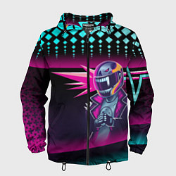 Ветровка с капюшоном мужская НЕОНОВЫЙ ГОНЩИК, цвет: 3D-черный