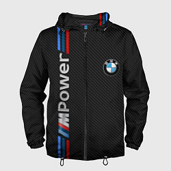 Ветровка с капюшоном мужская BMW POWER CARBON, цвет: 3D-черный