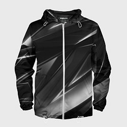 Ветровка с капюшоном мужская GEOMETRY STRIPES BLACK & WHITE, цвет: 3D-белый