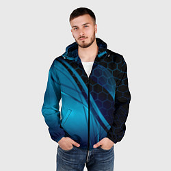 Ветровка с капюшоном мужская ABSTRACT BLUE, цвет: 3D-черный — фото 2