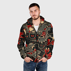 Ветровка с капюшоном мужская Dsquared tatoo DRAGON, цвет: 3D-черный — фото 2