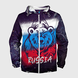 Ветровка с капюшоном мужская Russia Bear, цвет: 3D-белый
