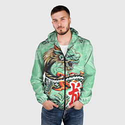 Ветровка с капюшоном мужская Изумрудный дракон, цвет: 3D-черный — фото 2