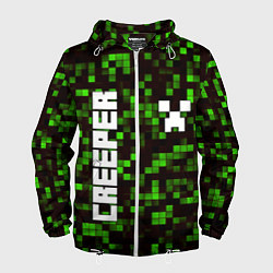 Ветровка с капюшоном мужская MINECRAFT CREEPER, цвет: 3D-белый