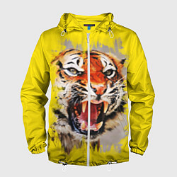 Ветровка с капюшоном мужская Оскал тигра, цвет: 3D-белый