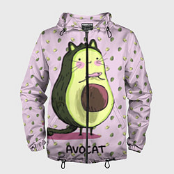 Ветровка с капюшоном мужская Авокадо Кот, цвет: 3D-черный