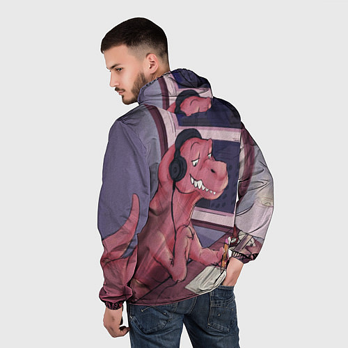 Мужская ветровка ДИНОЗАВР НА КАРАНТИНЕ / 3D-Черный – фото 4