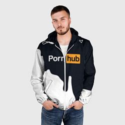 Ветровка с капюшоном мужская Pornhub, цвет: 3D-белый — фото 2
