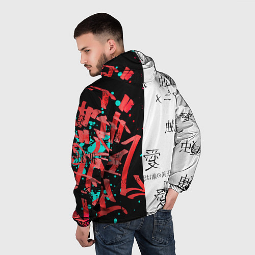 Мужская ветровка Японские надписи / 3D-Белый – фото 4