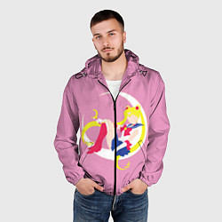 Ветровка с капюшоном мужская Сейлор мун, цвет: 3D-черный — фото 2