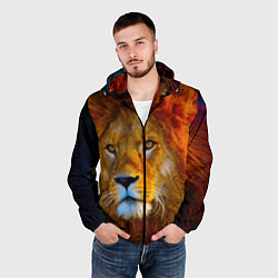 Ветровка с капюшоном мужская Лев 3D, цвет: 3D-черный — фото 2
