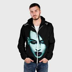 Ветровка с капюшоном мужская Marilyn Manson, цвет: 3D-белый — фото 2