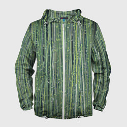Ветровка с капюшоном мужская Зеленый бамбук, цвет: 3D-белый