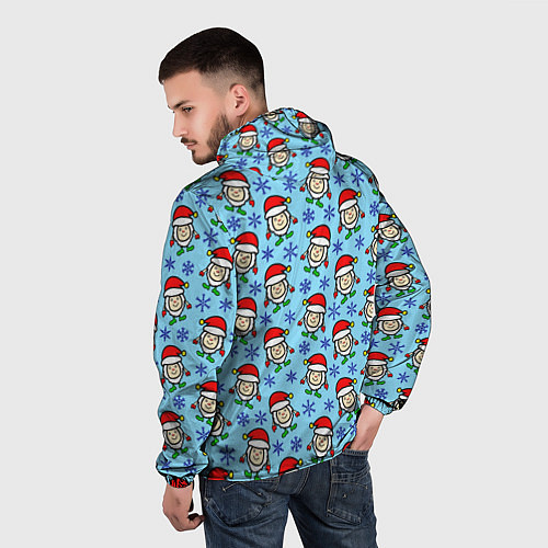 Мужская ветровка Санта и снежинки / 3D-Черный – фото 4