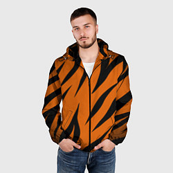 Ветровка с капюшоном мужская Текстура тигра, цвет: 3D-черный — фото 2
