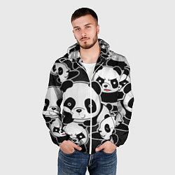Ветровка с капюшоном мужская Смешные панды, цвет: 3D-белый — фото 2