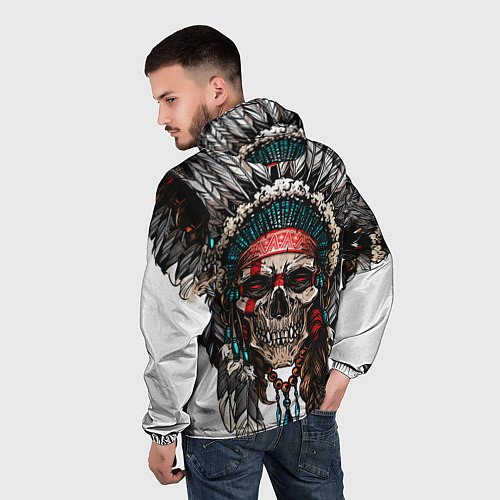 Мужская ветровка Череп индейца / 3D-Белый – фото 4