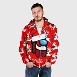 Ветровка с капюшоном мужская Новый Год Среди Нас!, цвет: 3D-белый — фото 2