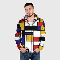 Ветровка с капюшоном мужская Color blocking, цвет: 3D-черный — фото 2