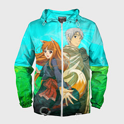 Ветровка с капюшоном мужская Волчица и пряности, цвет: 3D-белый