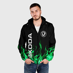 Ветровка с капюшоном мужская SKODA, цвет: 3D-черный — фото 2