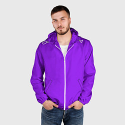 Ветровка с капюшоном мужская Фиолетовый, цвет: 3D-белый — фото 2