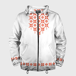 Ветровка с капюшоном мужская Белорусская вышиванка, цвет: 3D-черный