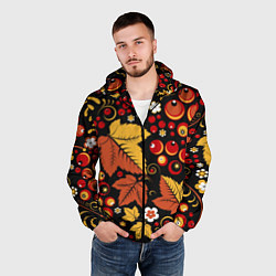 Ветровка с капюшоном мужская ХОХЛОМА, цвет: 3D-черный — фото 2
