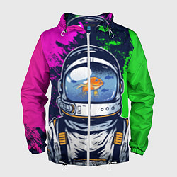 Ветровка с капюшоном мужская Астронавт аквариум в краске, цвет: 3D-белый