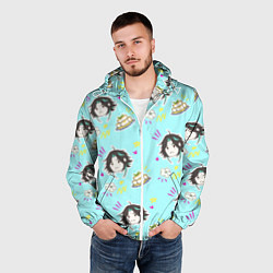 Ветровка с капюшоном мужская Сяо и тофу, цвет: 3D-белый — фото 2