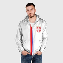 Ветровка с капюшоном мужская Сборная Сербии, цвет: 3D-белый — фото 2