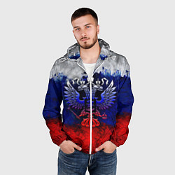 Ветровка с капюшоном мужская Россия Russia Герб, цвет: 3D-белый — фото 2