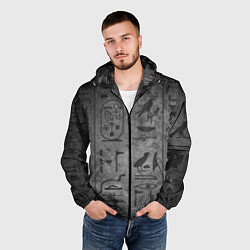 Ветровка с капюшоном мужская Египетские Иероглифы 3D, цвет: 3D-черный — фото 2